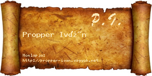Propper Iván névjegykártya